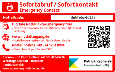 NotHilfePass Rückseite